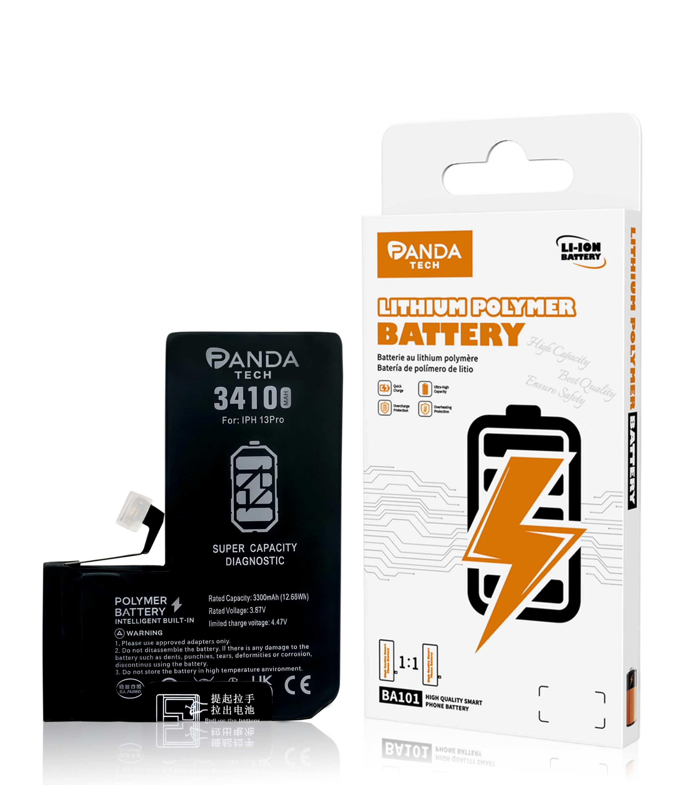 Batterie de diagnostic ultra-capacité iPhone 13 Pro (130% Plus Durable-Installation Directe – Aucun Pop-up / État 100%)