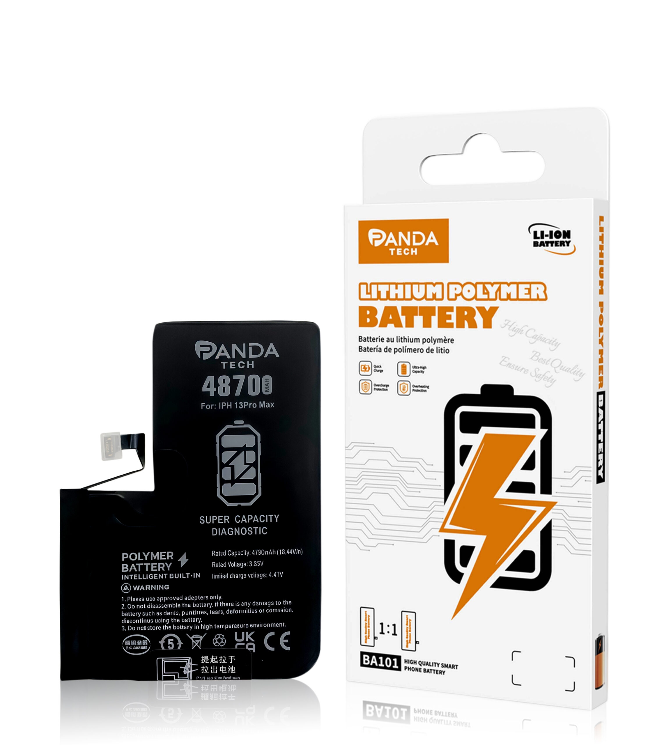 Batterie de diagnostic ultra-capacité iPhone 13 Pro Max (130% Plus Durable-Installation Directe – Aucun Pop-up / État 100%)