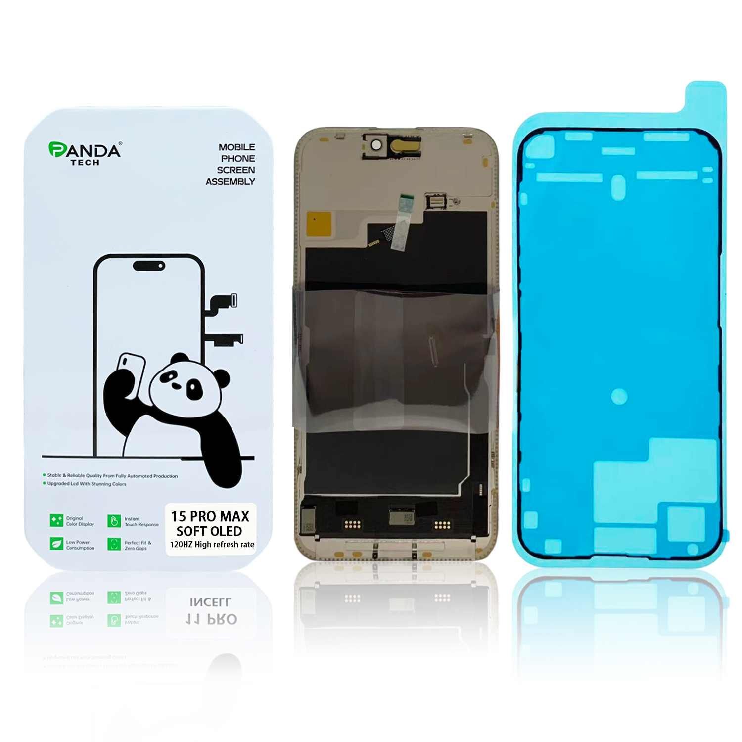 Ecran iPhone 15 Pro Max Complet Vitre Tactile LCD Qualite SOFT OLED 120Hz Fréquence de rafraîchissement élevée (Panda Select)