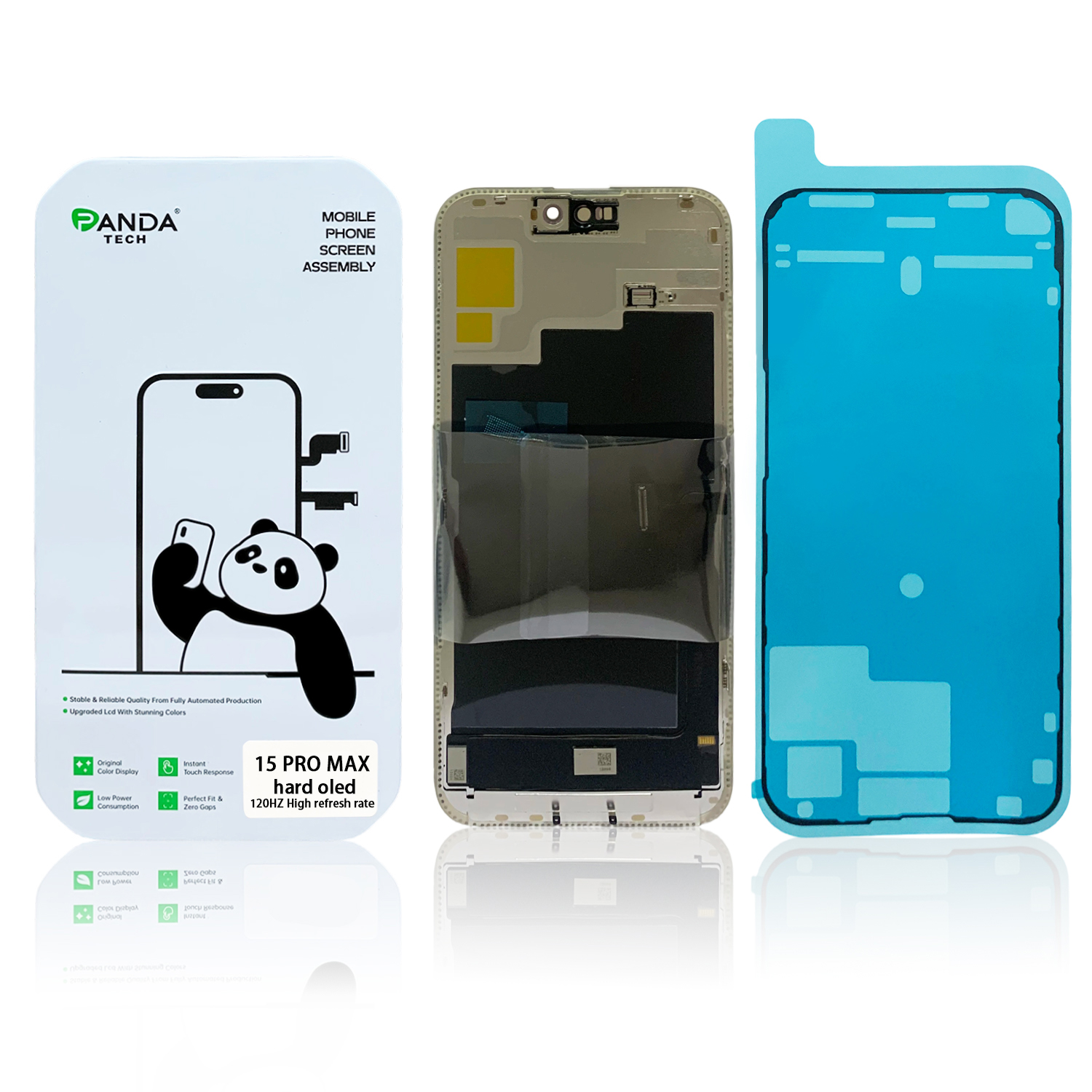 Ecran iPhone 15 Pro Max Complet Vitre Tactile LCD Qualite HARD OLED 120Hz Fréquence de rafraîchissement élevée (Panda Select)