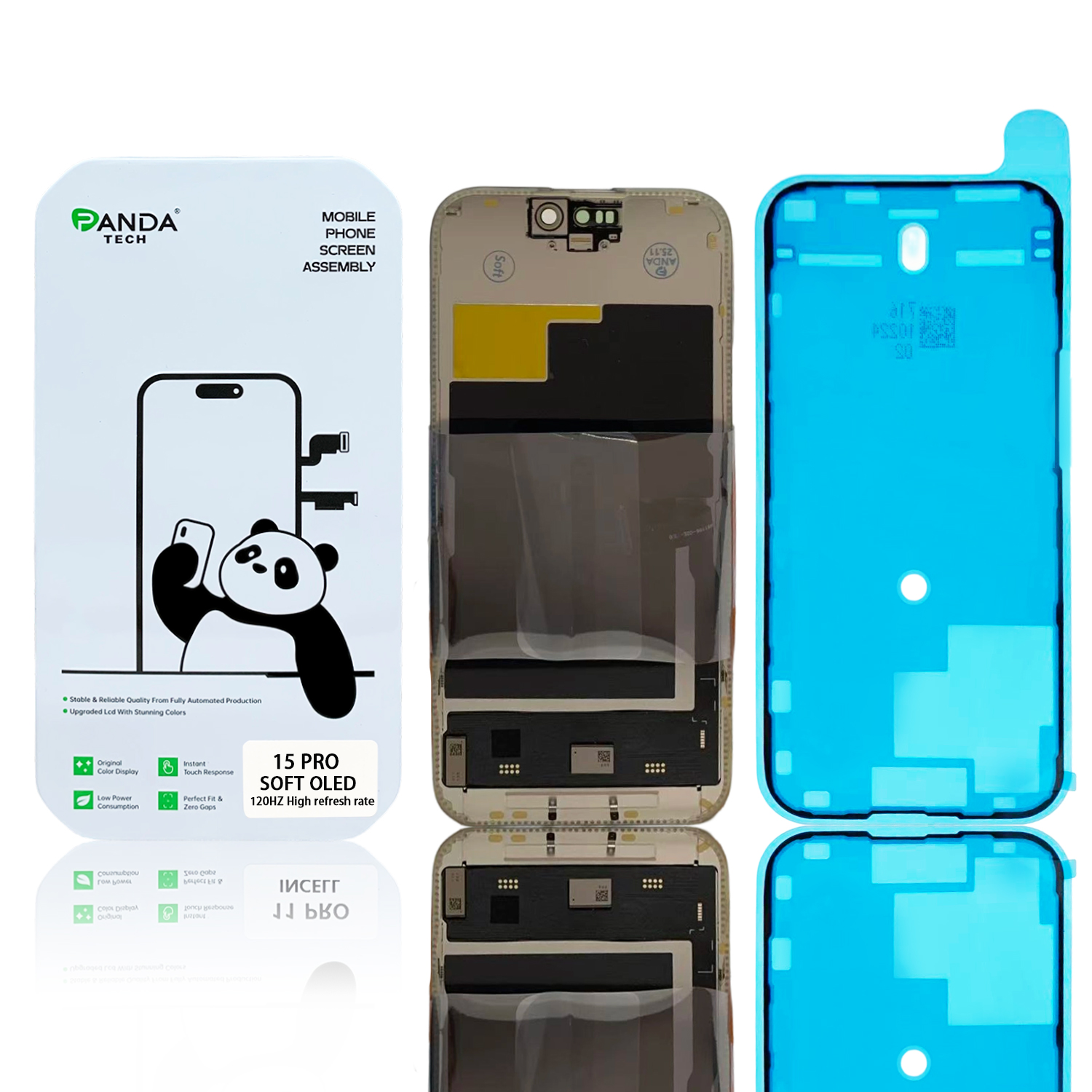 Ecran iPhone 15 Pro Complet Vitre Tactile LCD Qualite SOFT OLED 120Hz Fréquence de rafraîchissement élevée (Panda Select)