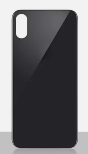 Vitre Arriere Cache Batterie Grand Trou iPhone X Noir No Logo