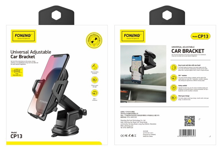 FONENG car holder gravity CP13 Noir
