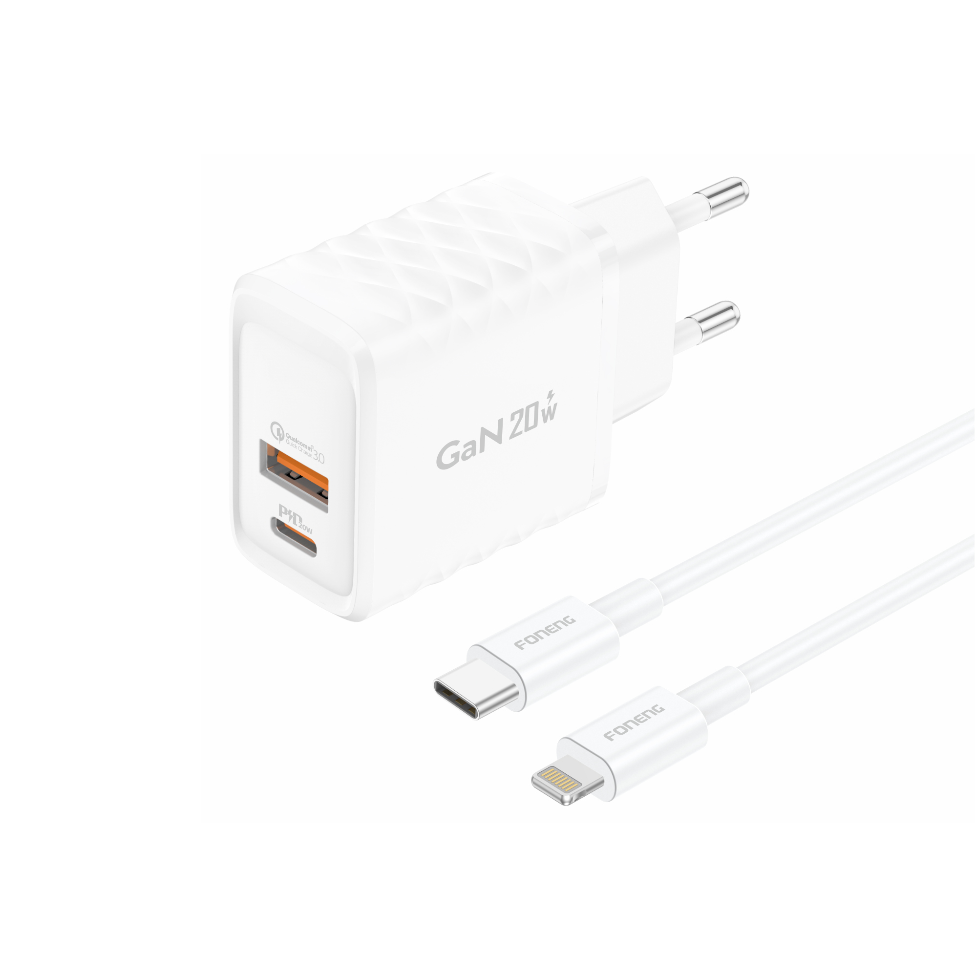 eng_po_FONENG-wall-charger-EU56-GaN-PD-20W-1xUSB-C-1xUSB-QC3-0-cable-USB-C-Lightning-White-1112_1.jpg