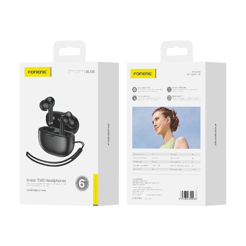 FONENG wireless earphones BL136 Noir
