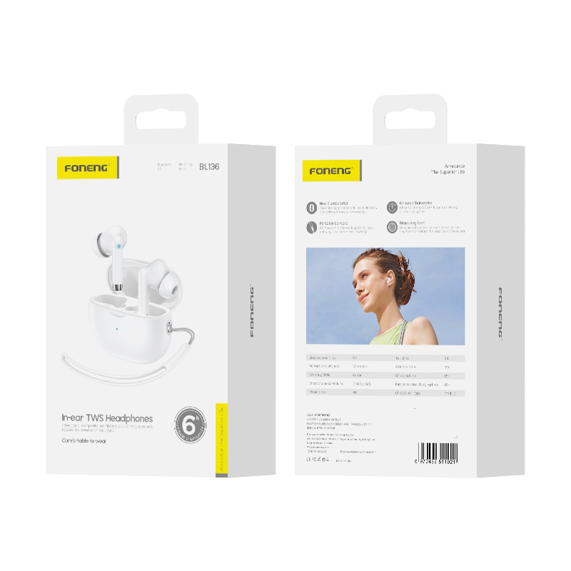 FONENG wireless earphones BL136 Blanc