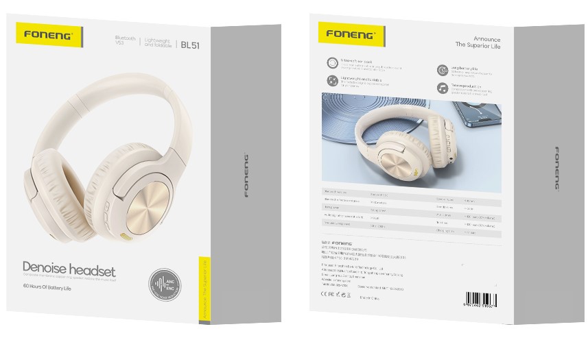 FONENG écouteurs sans fil (ANC + ENC) BL51 Beige