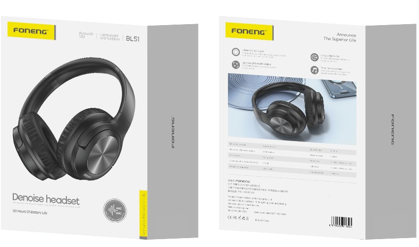 FONENG écouteurs sans fil (ANC + ENC) BL51 Noir
