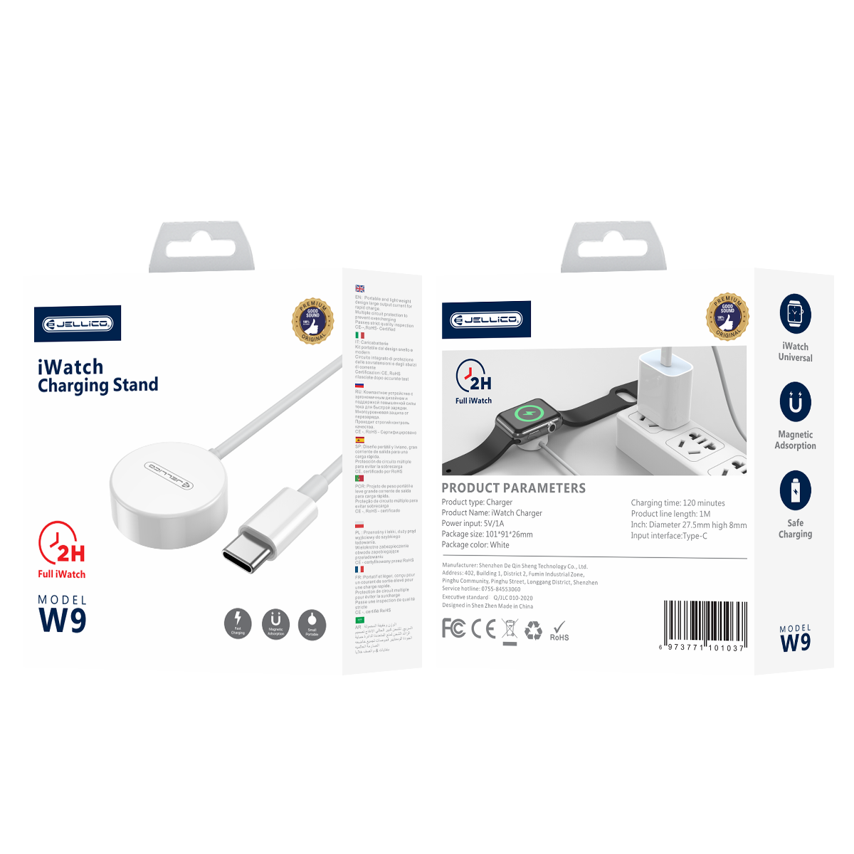 JELLICO cable W9 USB-C – Apple Watch 3W 1M Blanc