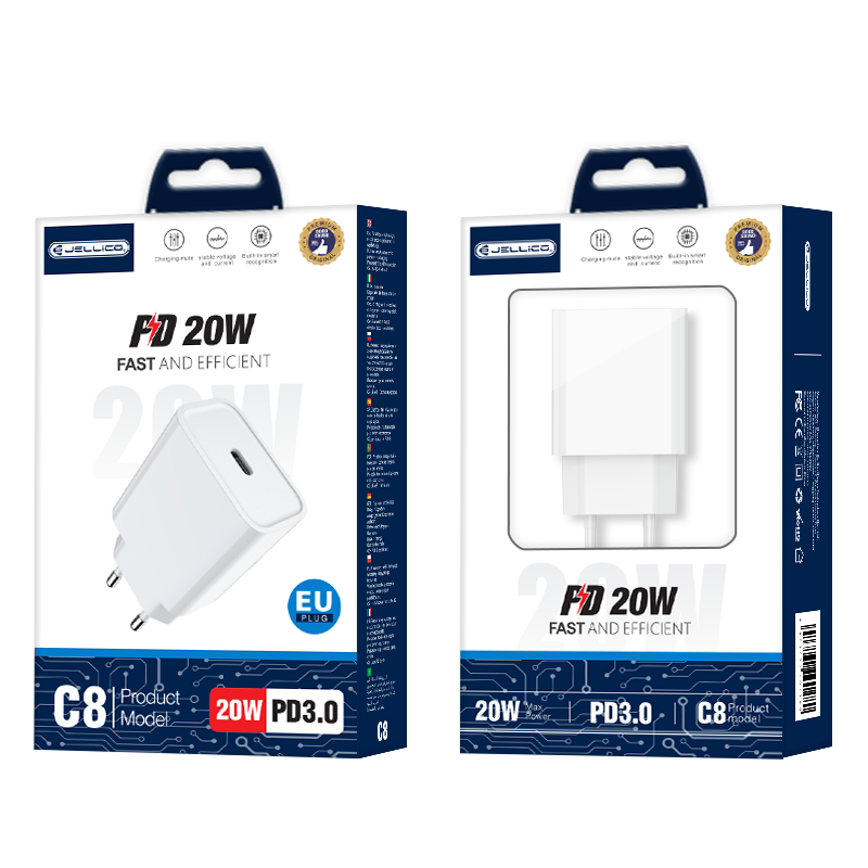 JELLICO wall charger C8 PD 20W 1xUSB-C Blanc