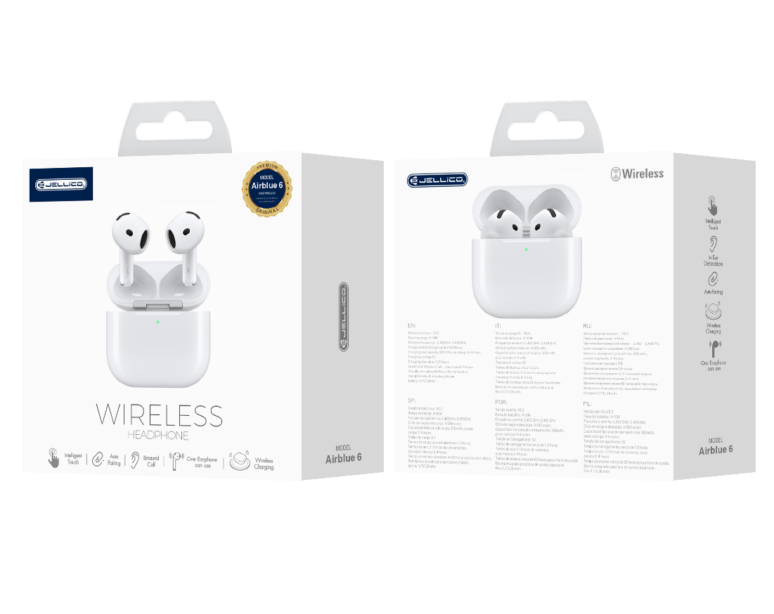 JELLICO wireless earphones AirBleu 6 Blanc