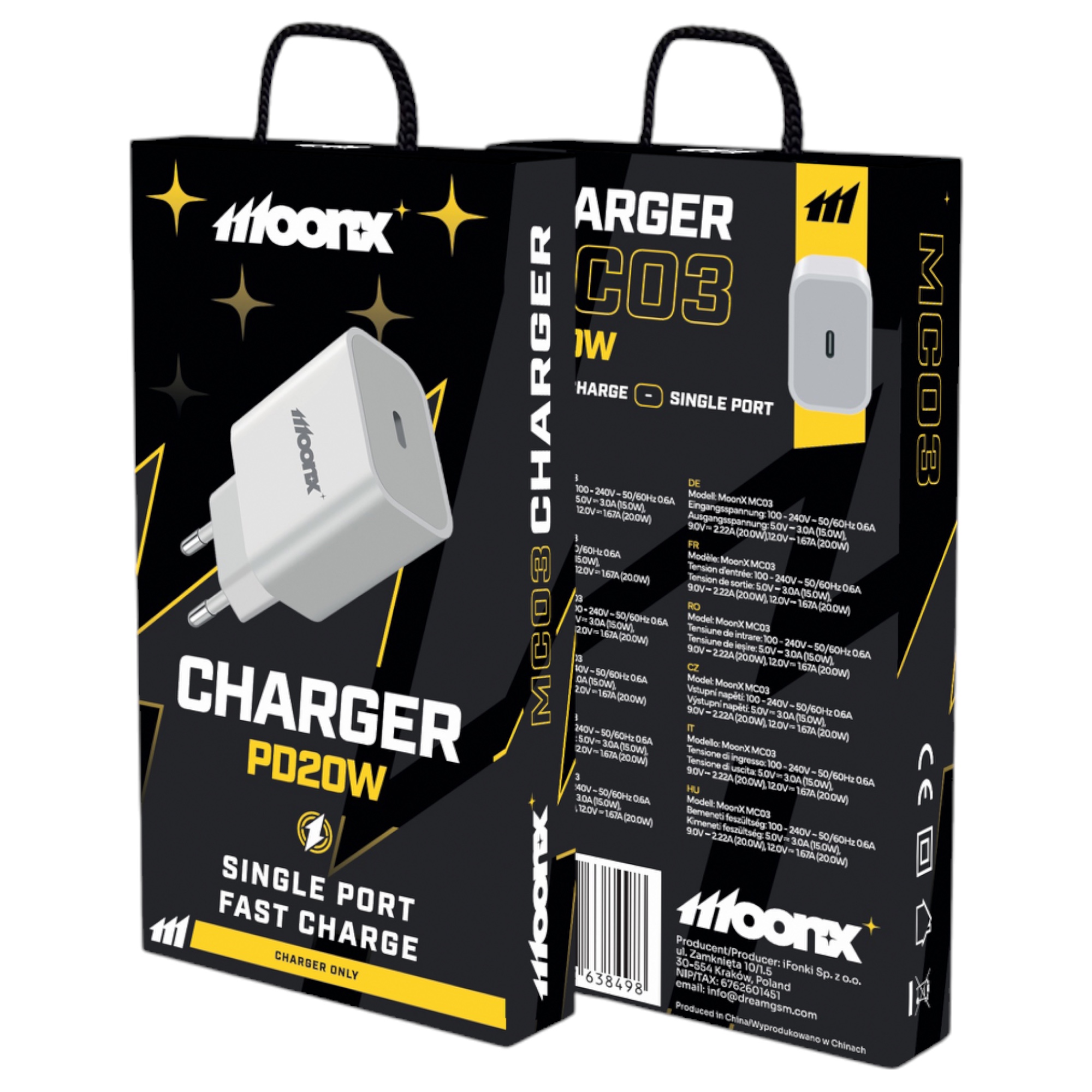 MOONX wall charger MC03 PD 20W 1xUSB-C Blanc