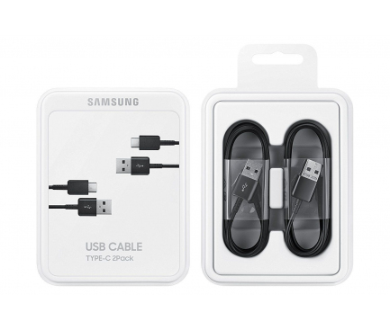 Original set 2x cable Samsung EP-DG930MBEGWW USB-C 1.5M Noir (blister UE)