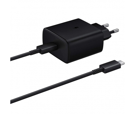 Chargeur secteur Original Samsung 45W + cable USB-C – USB-C EP-TA845 GP-PTU020SOFBQ Noir (vrac UE)