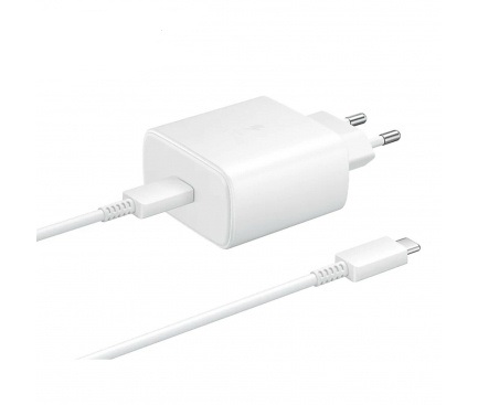 Chargeur secteur Original Samsung 45W + cable USB-C – USB-C EP-TA845 GP-PTU020SOFWQ Blanc (vrac UE)